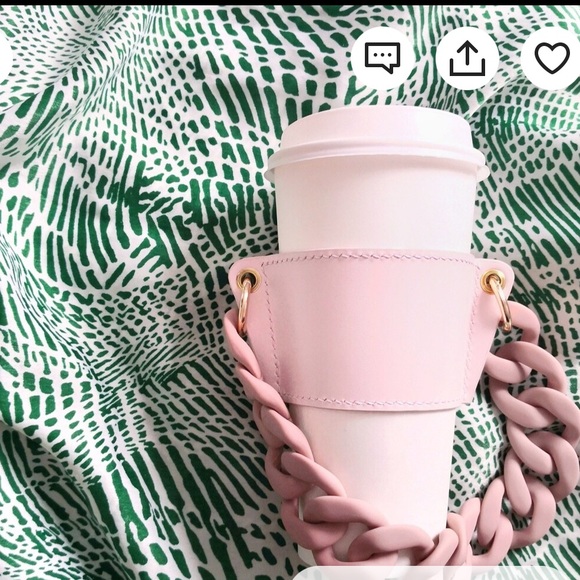 NWT I AM FEM  leather cup holder with chain a gold hardware - Picture 1 of 4